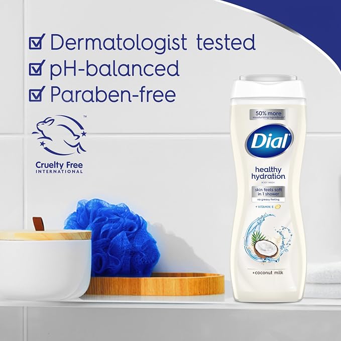 Dial Body Wash, Healthy Hydration, Coconut Milk + Vitamin E, 16 fl oz, Leaves - Image 5