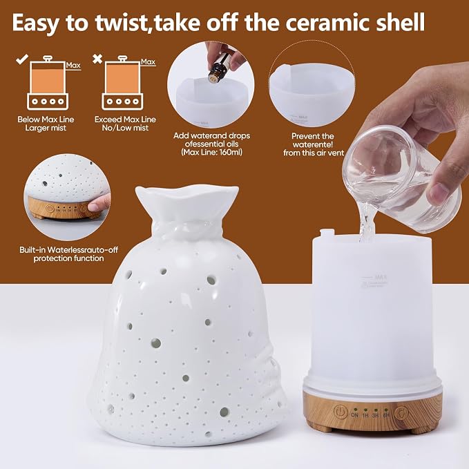 160ML Ceramic Diffuser for Essential Oils Lucky Bag Aromatherapy Diffuser - Image 8