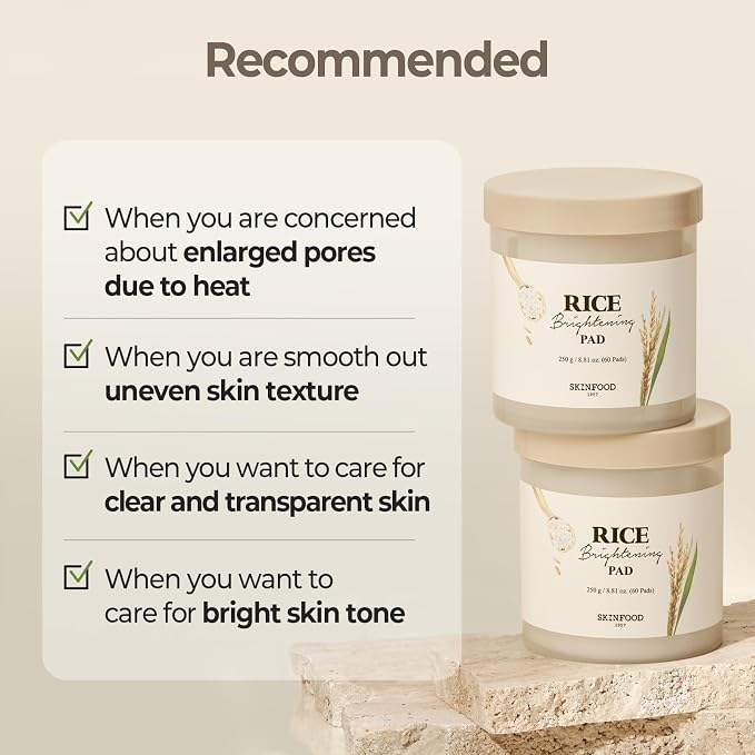 SKINFOOD Rice Brightening Toner Pad, Korean Skincare Face Toner Pads - Image 9