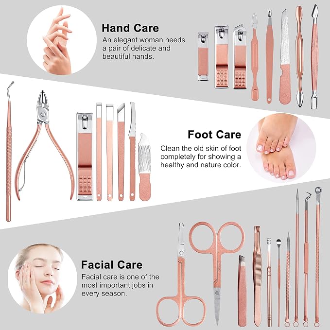 Manicure Set, ewinever 26PCS Professional Pedicure Kit Stainless Steel Nail - Image 2