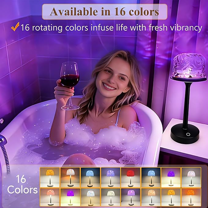 Waterproof Bathroom Lamp with 16 Color Ocean Wave Projector, Rechargeable - Image 4