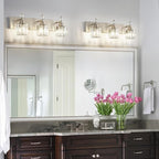 PRESDE 3-Light Crystal Bathroom Vanity Light, Brushed Nickel Bath Lighting Over - Image 2