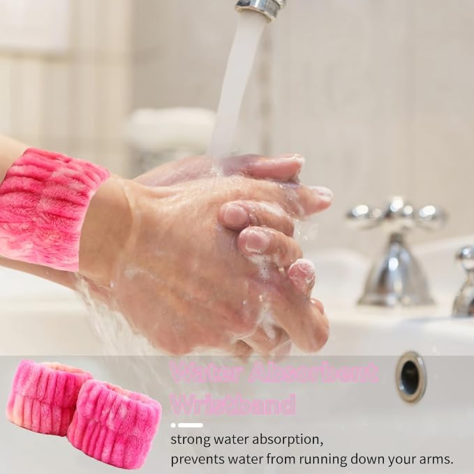 WHAVEL 8PCS Spa Headband and Wristbands Set, Face Wash Headband Wrist Bands - Image 3