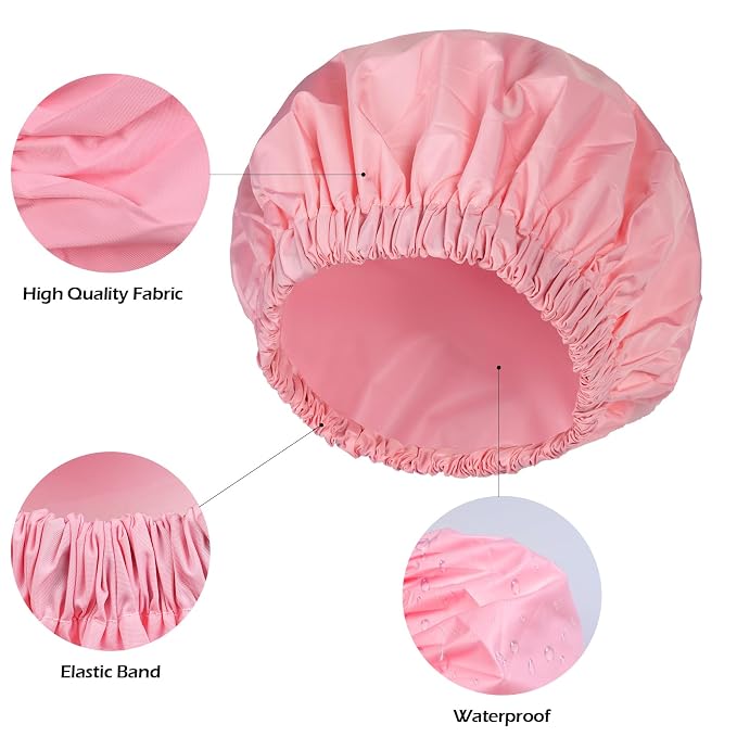 Shower Cap for Women Reusable Waterproof, Large Bath Cap - Image 3
