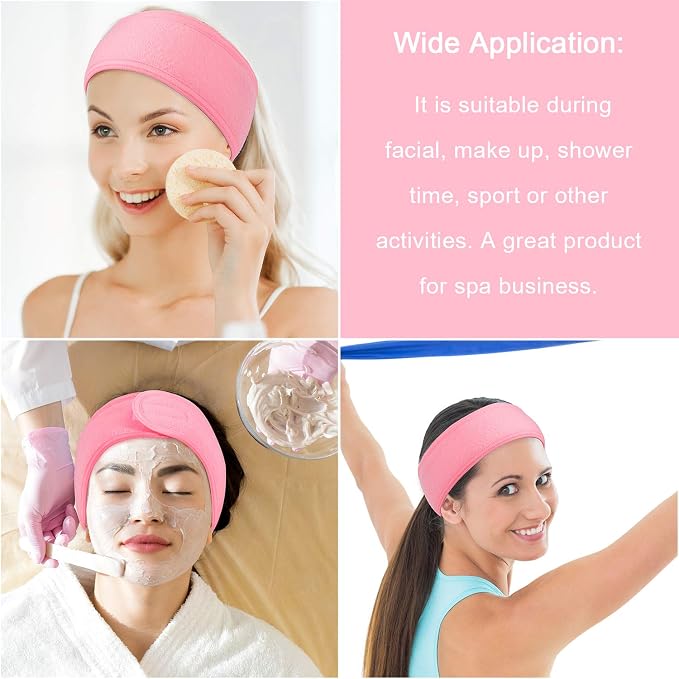 Whaline 4 PCS Spa Headband, Make up Hair Band, Stretch Terry Cloth Headband - Image 6