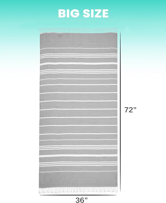 Antfuny 2 Packs Turkish Beach Towels Sand Free Quick Dry Oversized Bath Pool - Image 5