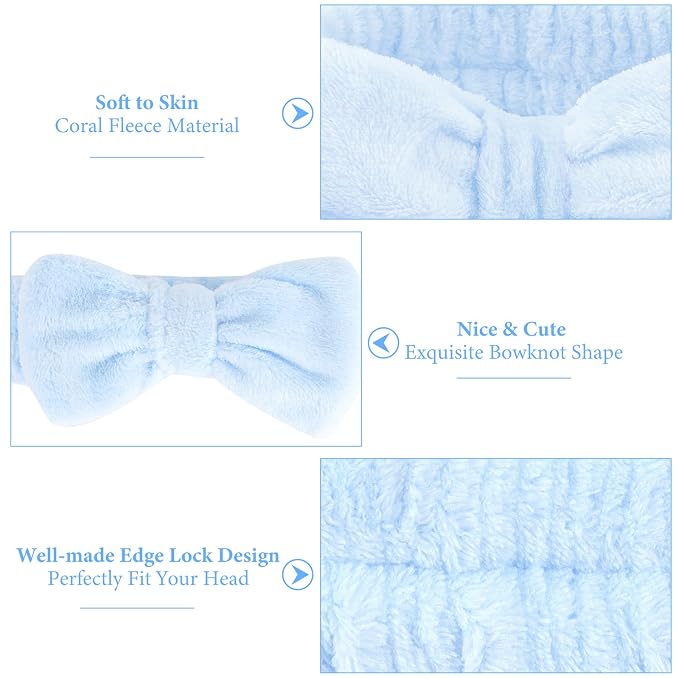 Ondder Spa Headbands for Women, Bow Makeup Skincare Headbands for Washing Face - Image 2