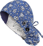 Satin Lined Scrub Caps with Buttons & Sweathand, Surgical Caps by Yuest