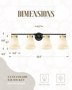 4-Light Bathroom Light Fixture, HWH 32 Inch Vanity Lights Over Mirror, Modern - Image 3
