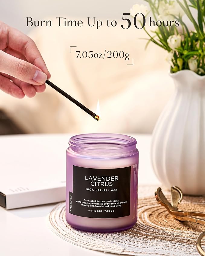 M&SENSE Lavender Citrus Scented Candles, 7.05oz Organic Soy Wax, 50 Hours Clean - Image 4