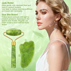 6Pcs Jade Roller for Face, Gua Sha Facial Tools for Women Natural Face Roller - Image 6