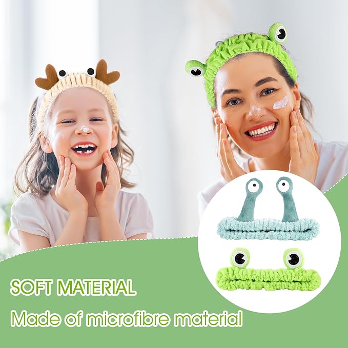 WLLHYF 3 Pack Spa Headband Face Wash Hairband Facial Makeup Head Wraps Cartoon - Image 5