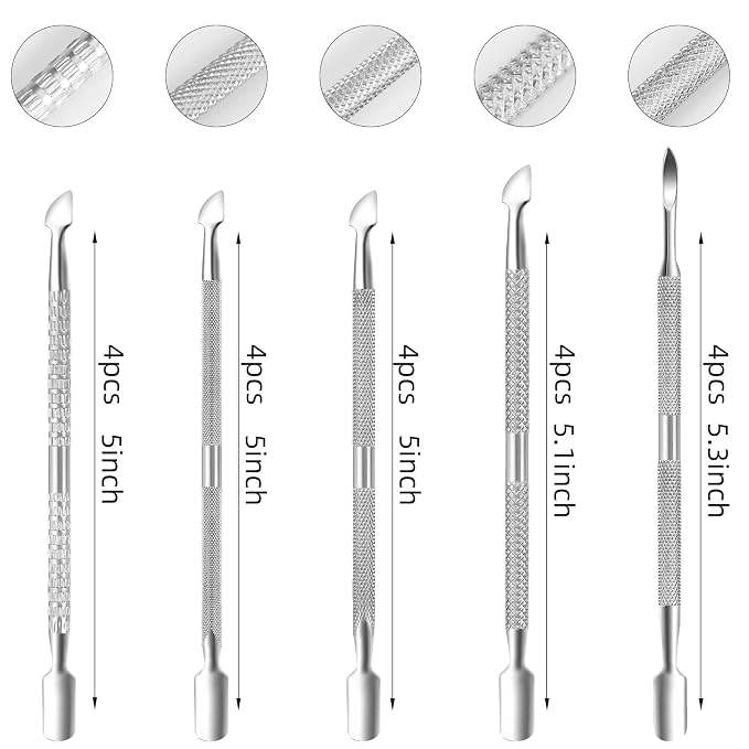 20 Pcs Cuticle Pusher Tools, Professional Dual Sided Stainless Steel Cuticle - Image 3