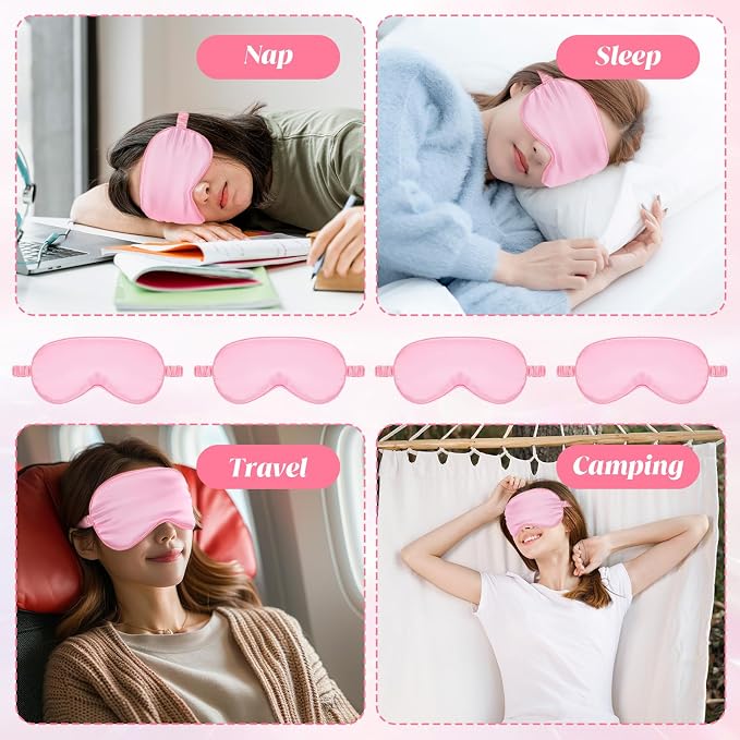 Silk Sleep Eye Mask 4 Pack Mulberry Silk Sleep Mask Eye Cover Blindfold - Image 4