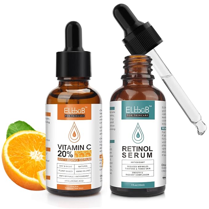 Day-Night Anti Aging Vitamin C Serum Retinol Serum by NourishYourSkinNaturally