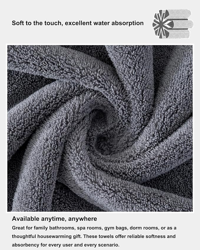 sakano Microfiber Bath Towel Set Ultra Soft Absorbent Speedy Drying Fade - Image 4