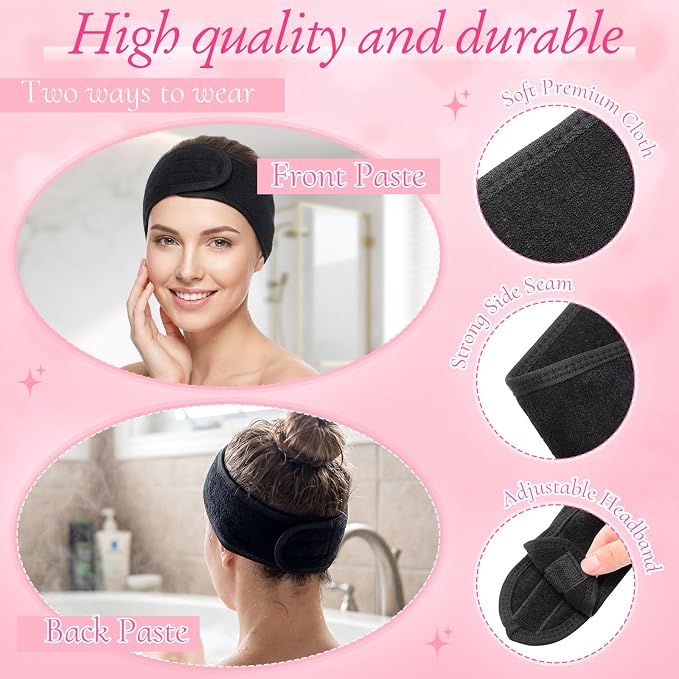Tigeen 80 Pcs Spa Headband Facial Headbands Bulk Adjustable Hair Wraps - Image 3