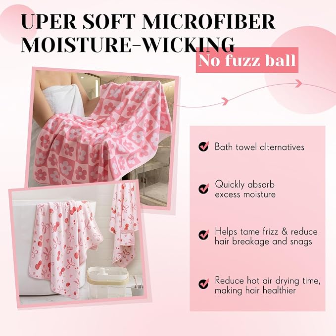 2 Pcs 40 x 24 Inches Large Microfiber Hair Towels Quick Dry Hair Towel Wrap - Image 6