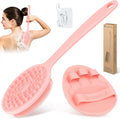 Silicone Back Scrubber & Bath Glove Set 2PCS, 13.4'' Gentle Shower Back Scrubber by GEENOA