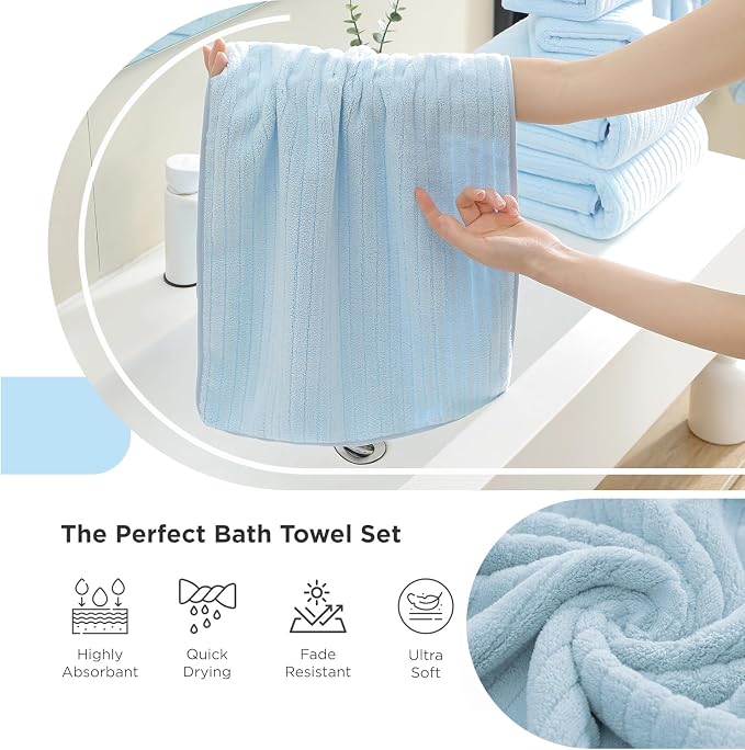 Hailea 18 Piece Family Bath Towel Set Include 6 Bath Towels, 6 Hand Towels and - Image 6