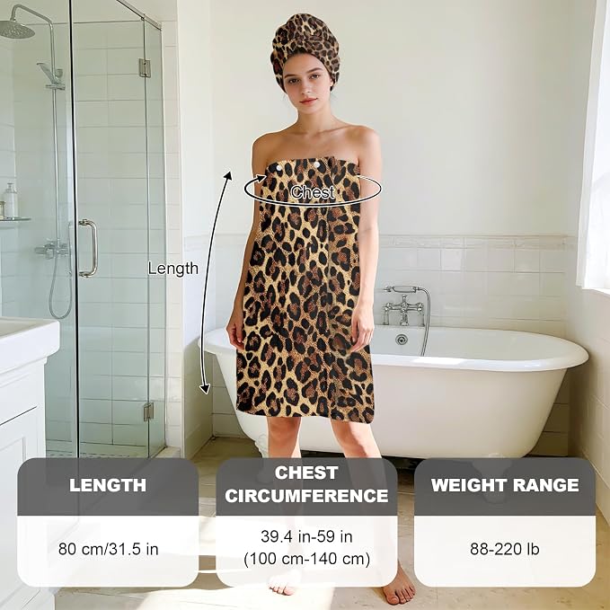 Absorbent Leopard Print Bath Towel Wrap Set - Image 3