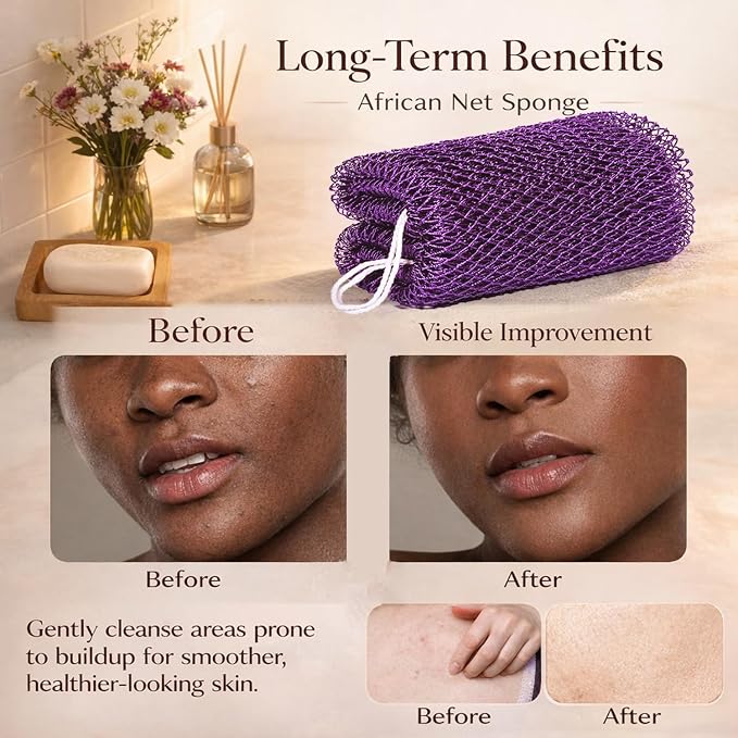 African Net Sponge Authentic, 4 Pieces African Exfoliating Net Sponge Body Back - Image 8
