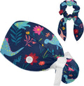 Scrub Cap with Hair Scrunchy, Ponytail Holder Surgical Cap by FVQL