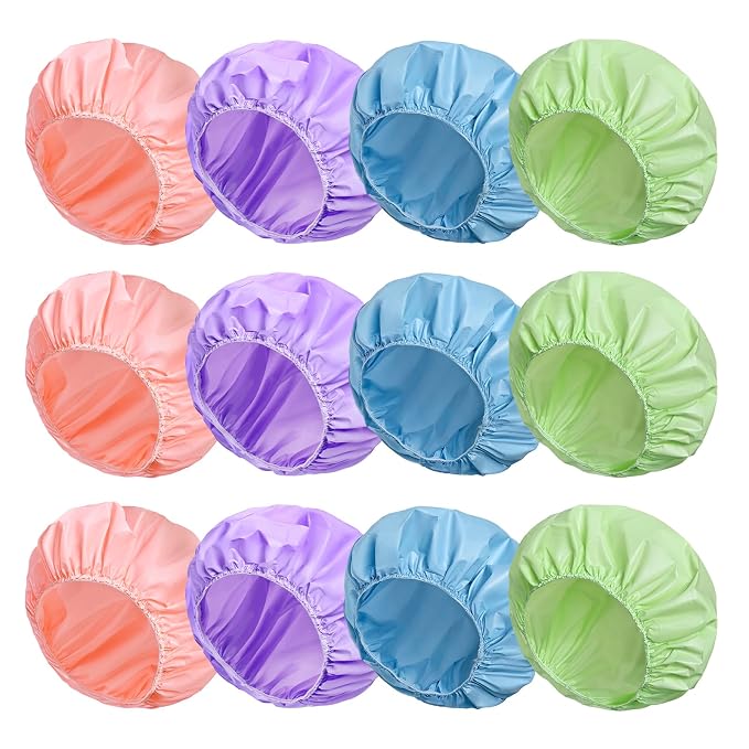 12 PCS Shower Caps for Women, Double Side Waterproof Shower Cap, Reusable by CHFONGDIRECT