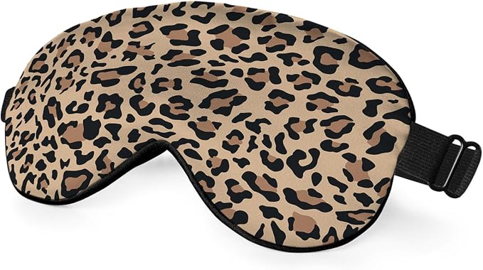 Leopard Print Sleep Mask Eye Mask Animal Skin Brown Sleep Mask Light Blocking by Unknown