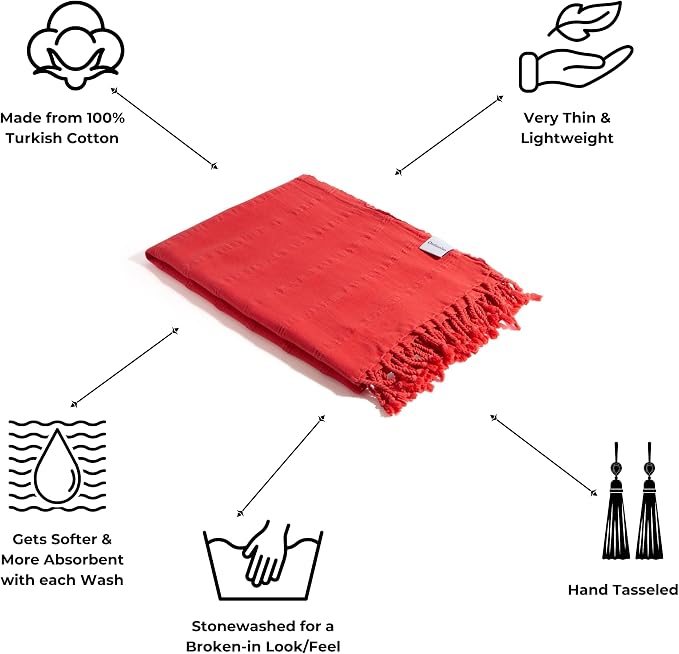 InfuseZen Stonewashed Turkish Bath & Beach Towel –100% Organic Turkish Cotton - Image 2