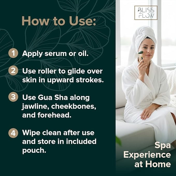 Jade Roller & Gua Sha Set – Natural Jade Face Roller - Image 5