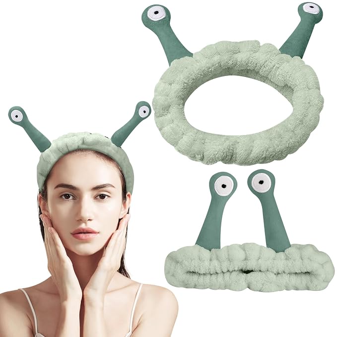 Jowmoy Cute Light green Snail Headband, Wash Face - Image 2