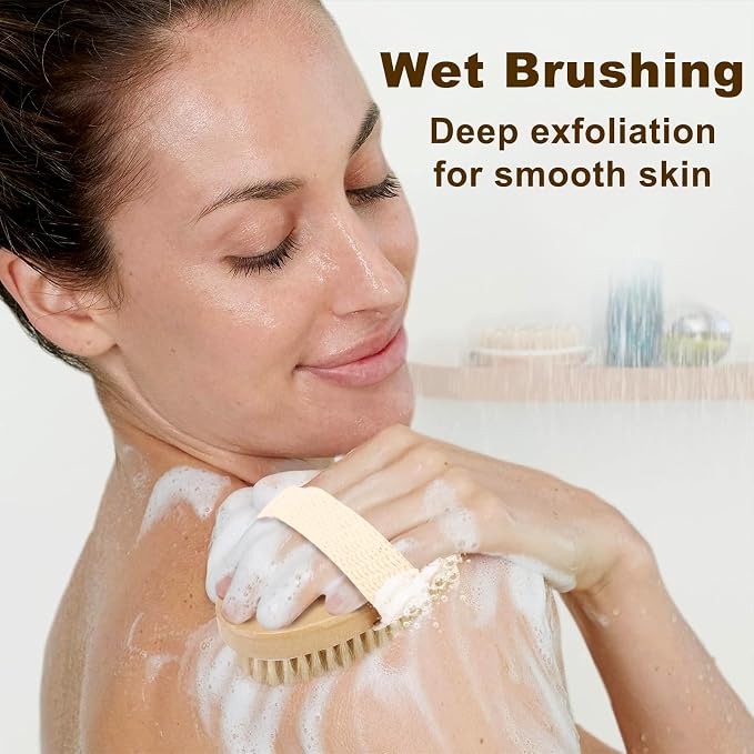 2Pcs Natural Bristle Exfoliating Brush, Body Scrubber - Image 4