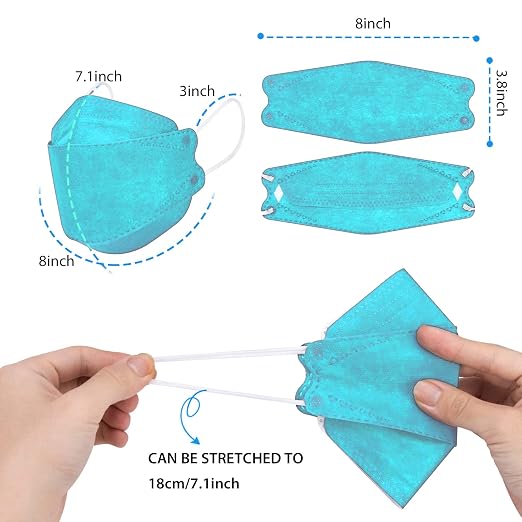 Borje KN95 Face Masks for Adults 50 Pack, 5-Ply Blue Disposable Face Mask - Image 5