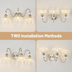 Brushed Nickel Bathroom Vanity Light, 3-Light Nickel Finish Wall Sconce - Image 3