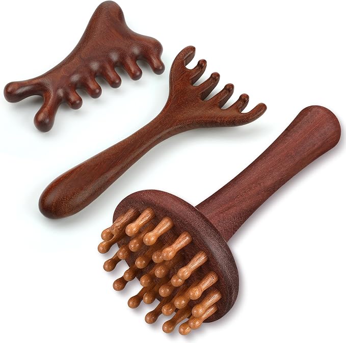 ProSuites 3 Pcs Wooden Head Scalp Massager Comb, Long Handle Head Massage Tool by ProSuites