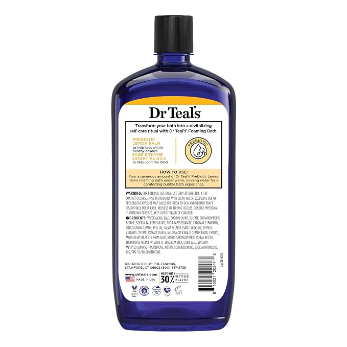Dr Teal's Foaming Bath with Pure Epsom Salt, Prebiotic Lemon Balm & Essential - Image 12