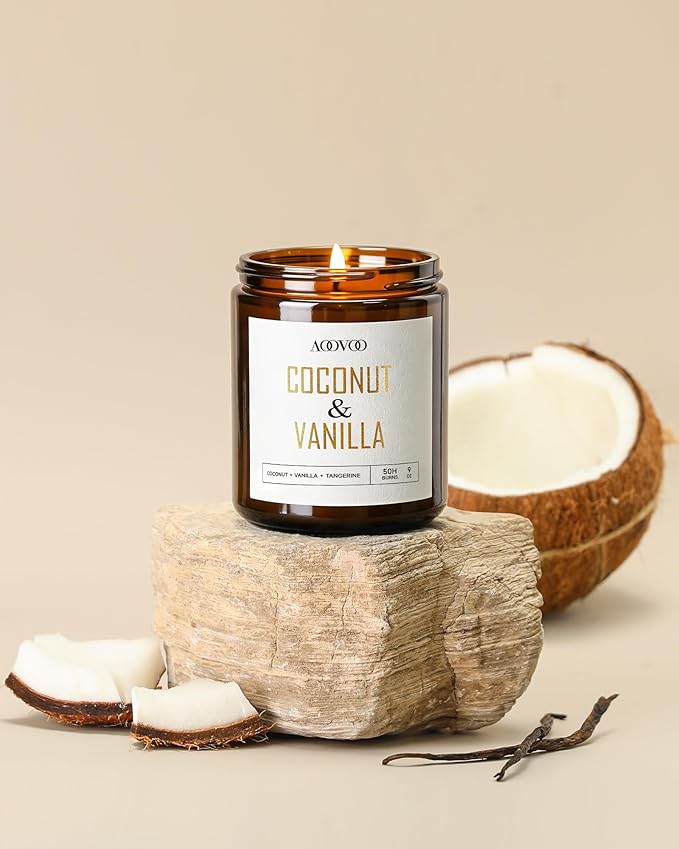 AOOVOO Coconut Vanilla Candles - 18 oz Scented Candles - Image 4