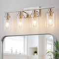 4 Light Bathroom Light Fixtures Brushed Nickel Vanity Light Over Mirror Modern by HCCZLighting