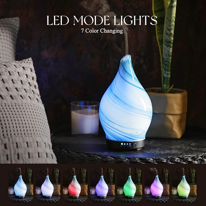 Porseme 150ml Essential Oil Diffuser Glass Color Changing Aroma Air Diffusers - Image 2