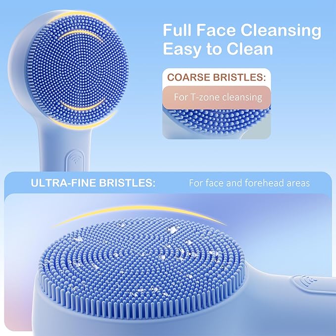 Facial Cleansing Brush Silicone Face Scrubber Waterproof Rechargeable - Image 3