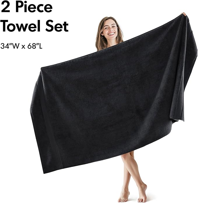 Madison Park 800GSM Bath Sheet Towel Oversized 34" x 68" 2 Pack 100% Cotton - Image 4