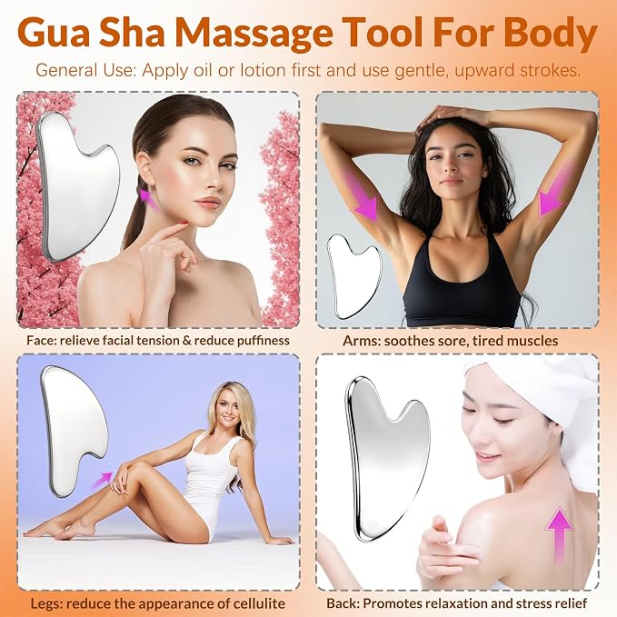 Stainless Steel Gua Sha Facial Tool & V Line Lifting Mask Set 2Pcs: Guasha Tool - Image 3