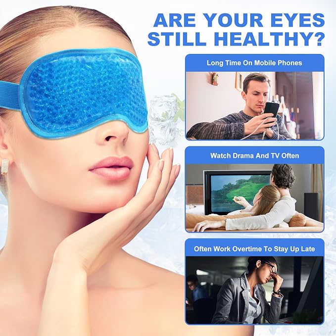 2Pack Cold Cooling Eye Mask, Reusable Hot Colder Therapy Gel Bead - Image 2
