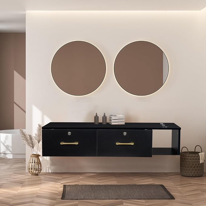 Wall Mount Styling Station for Hair Stylist, Wooden Hair Salon Station Storage by Unknown