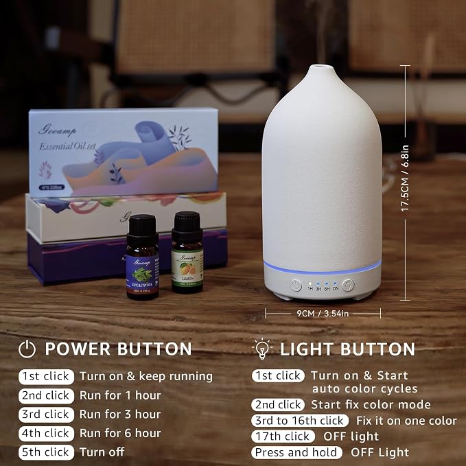 Gooamp 200ML Ceramic Essential Oil Diffuser - Image 6