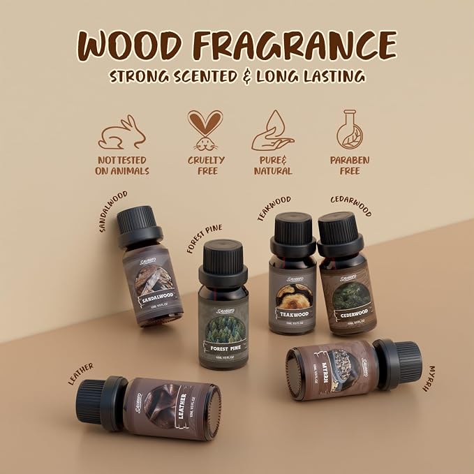 SALUBRITO Woody Fragrance Oils Set, Wood Essential Oil Set - Image 2