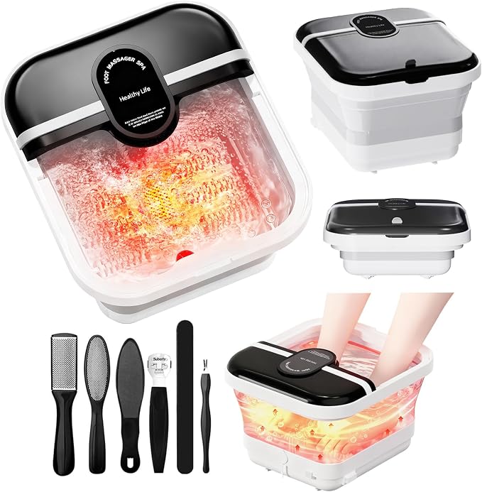 Pedicure Foot Spa with Bubble and Heat, Collapsible Foot Soaking Tub with by Unknown