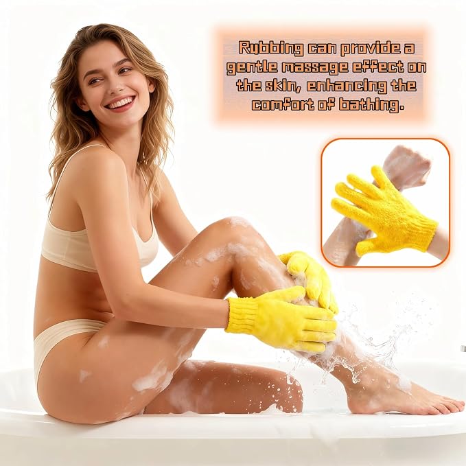 Exfoliating Shower Gloves, 2 Pairs Reinforced Nylon Bath Scrubbing Mitts - Image 2