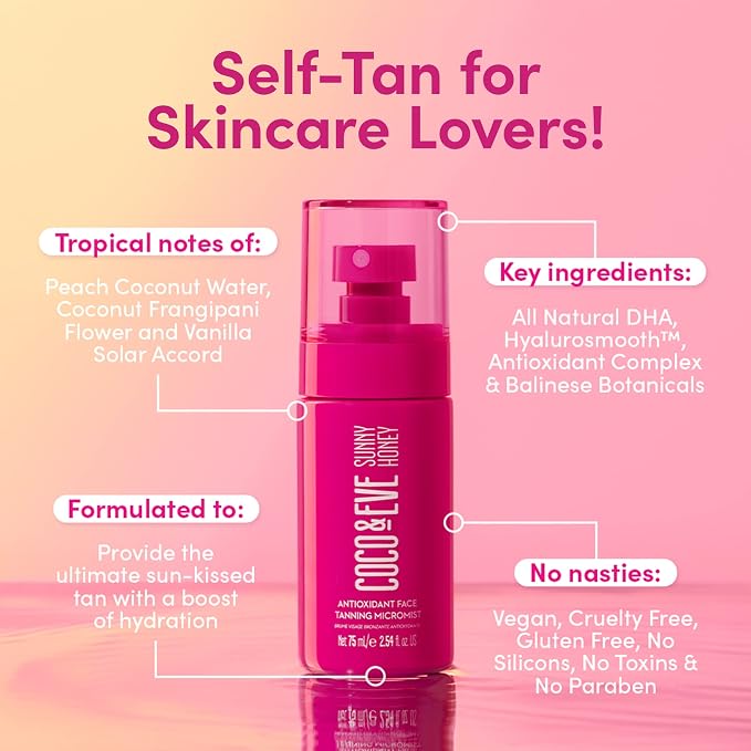 Coco & Eve Face Tanning Micromist – Sunless Facial Self Tanner Ultra Fine Mist - Image 4